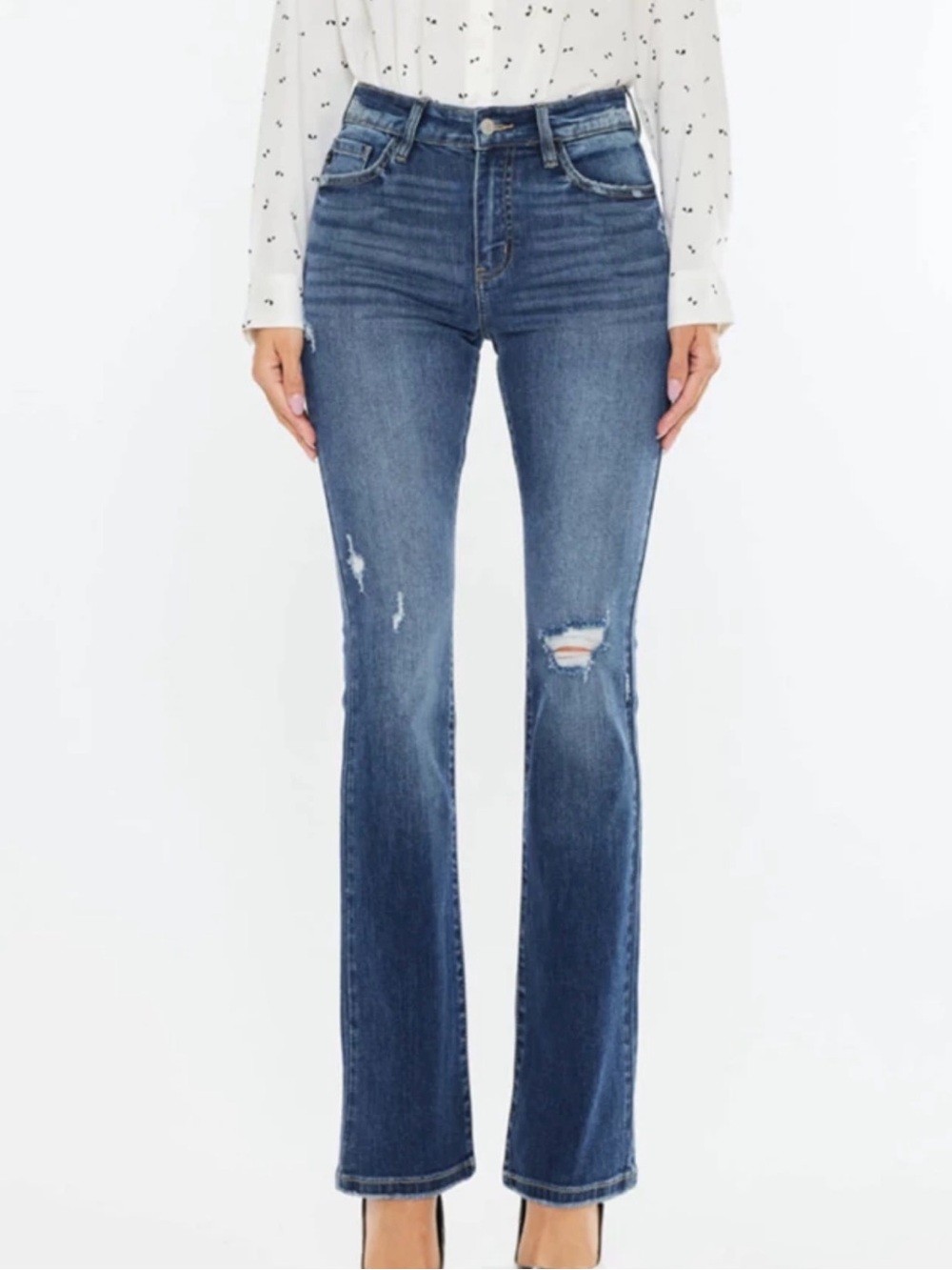 KanCan Brooklyn Distressed High-Rise Bootcut Jeans - Women’s 7/27